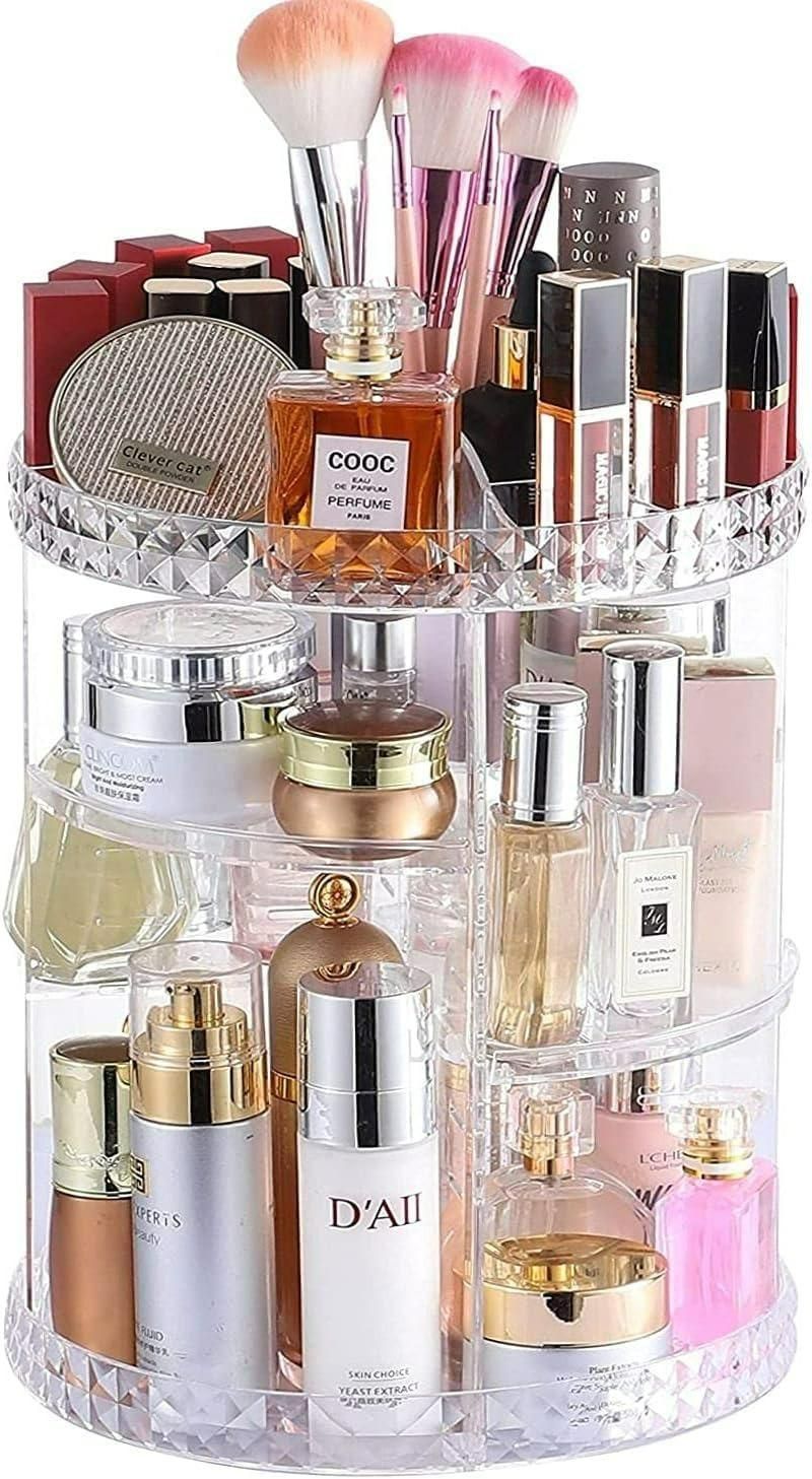 Makeup Organizer Adjustable 360 Rotation Box Case