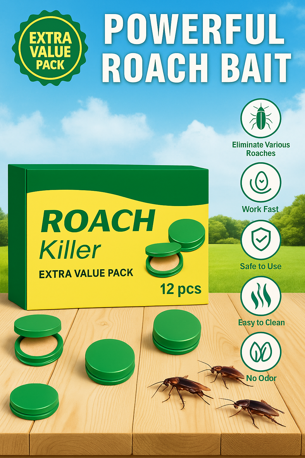 Roach Killer Gel Pods — Safe, Odorless Home Protection (Buy 1 Get 1 Free)